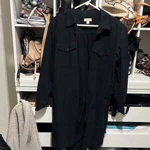 Black Button-Up Shirt Dress